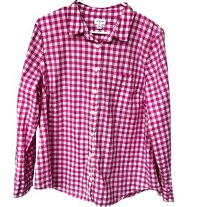 J. Crew Factory Pink Gingham Lightweight 100% Cotton Button Down Shirt Size XXL